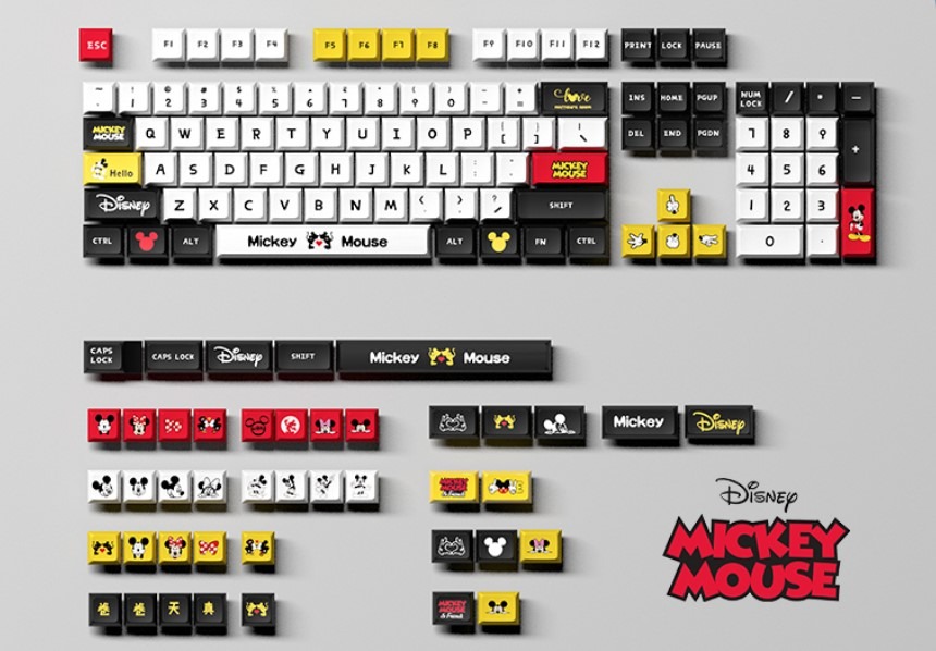 Mickey 104+36 XDA profile Keycap PBT Dye-subbed Cherry MX Keycaps Set Mechanical Gaming Keyboard